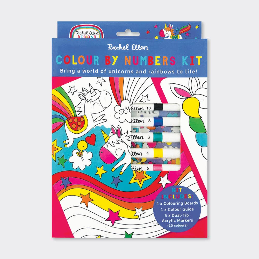 Colour by Numbers Kit - Unicorns & Rainbows