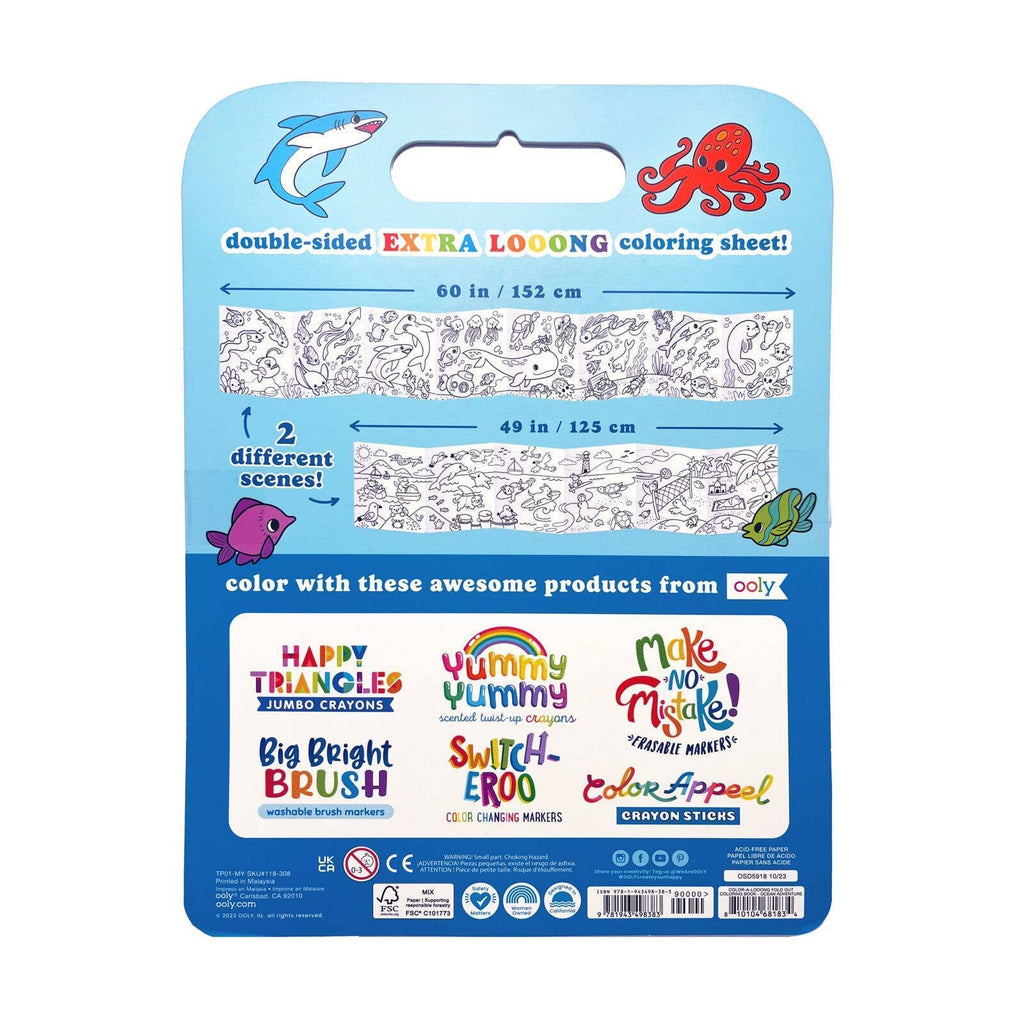 Ooly Color-A-Looong: Fold Out Coloring Book - Ocean