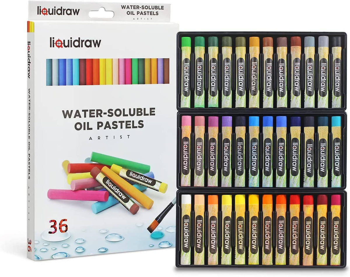 Liquidraw Oil Pastels Super Soft Water Soluble For Art, 36 Colours Watercolour Blending Oil Pastels Crayons Set For Artists, Students, Kids, Drawing, Sketching & Painting