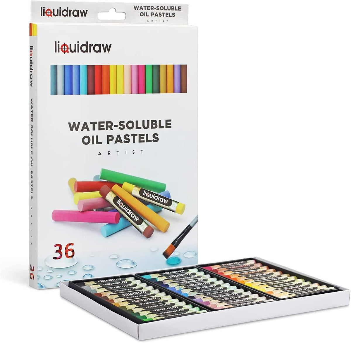 Liquidraw Oil Pastels Super Soft Water Soluble For Art, 36 Colours Watercolour Blending Oil Pastels Crayons Set For Artists, Students, Kids, Drawing, Sketching & Painting