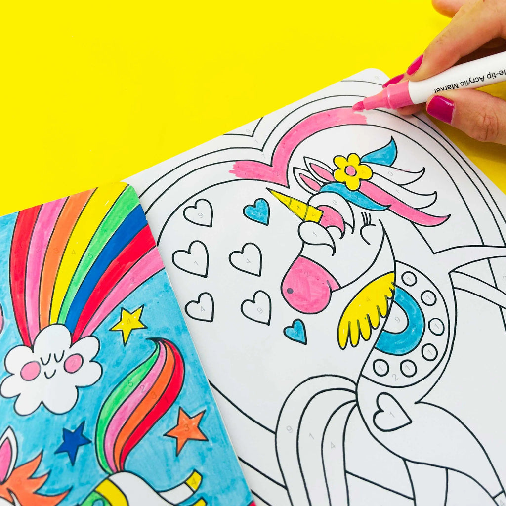 Colour by Numbers Kit - Unicorns & Rainbows