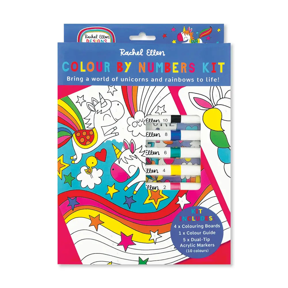 Colour by Numbers Kit - Unicorns & Rainbows