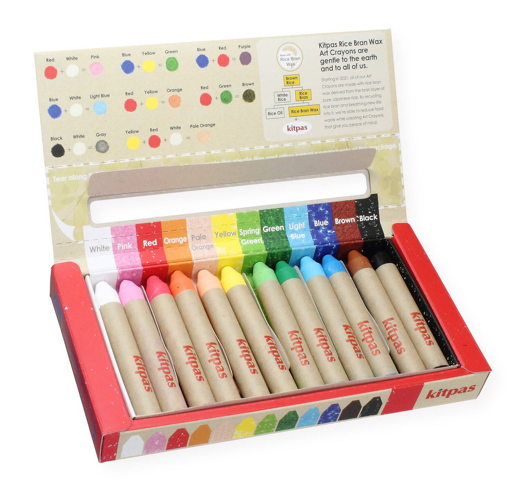 Box of Kilpas chalks with color swatches on a white background