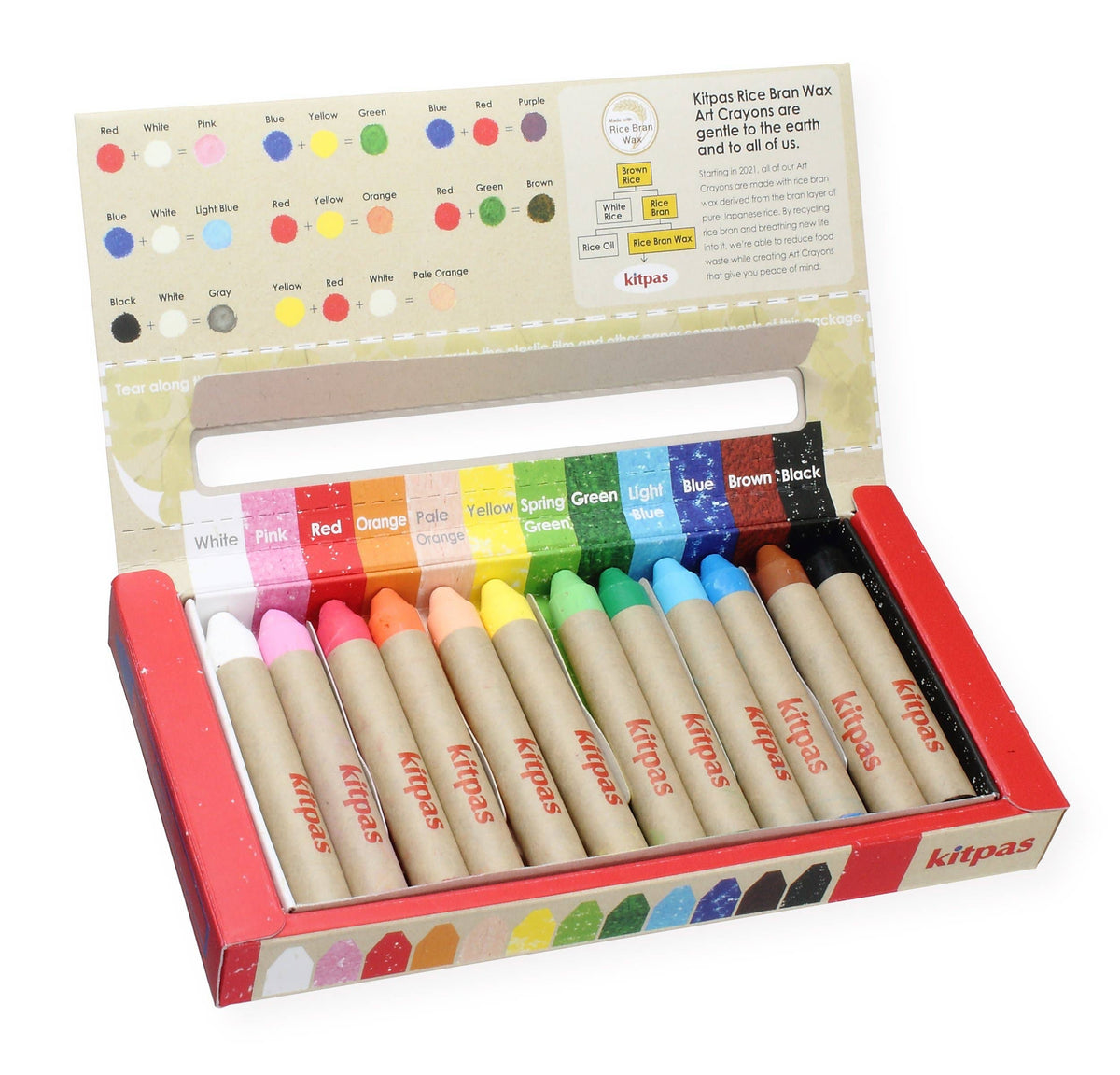 Box of Kilpas chalks with color swatches on a white background