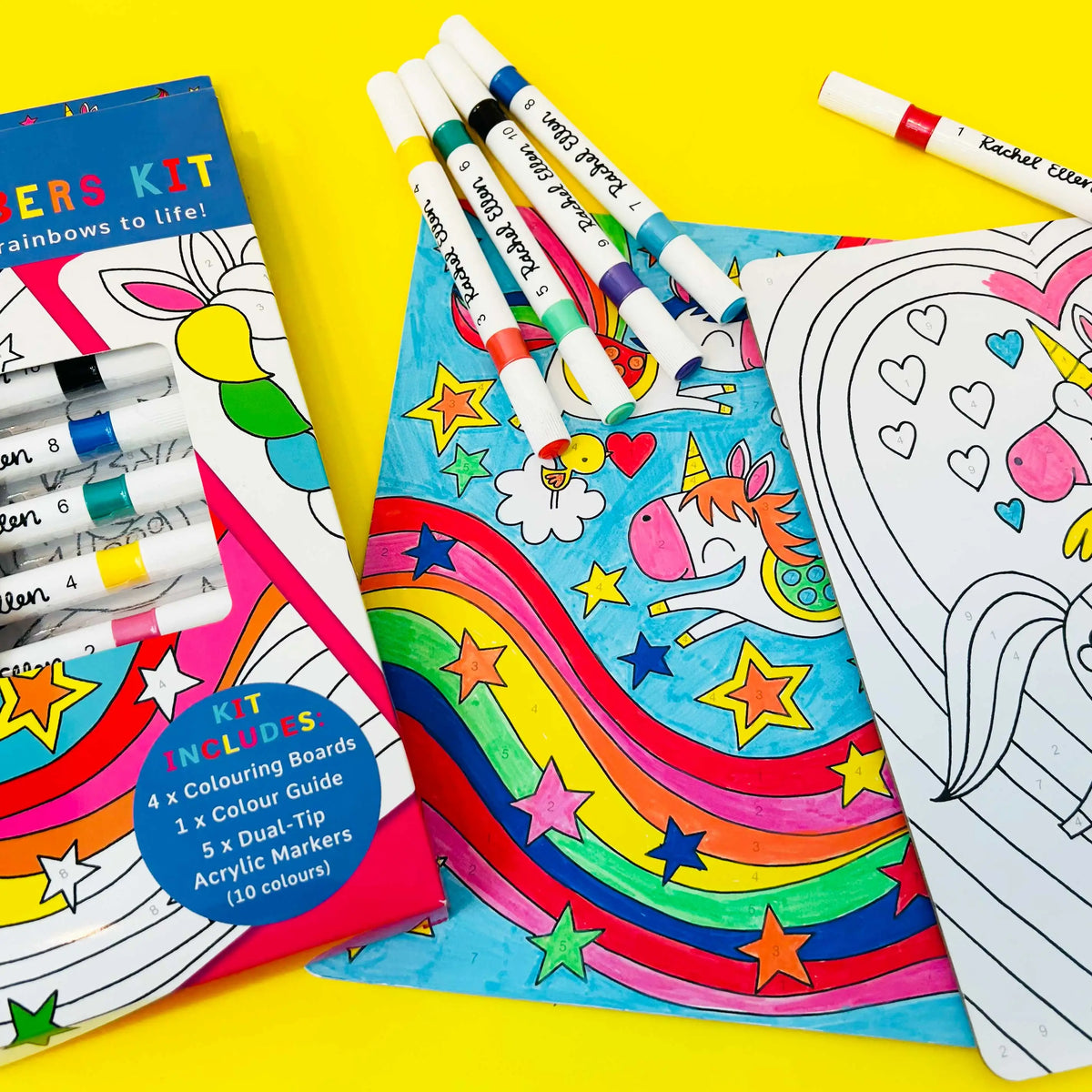 Colour by Numbers Kit - Unicorns & Rainbows