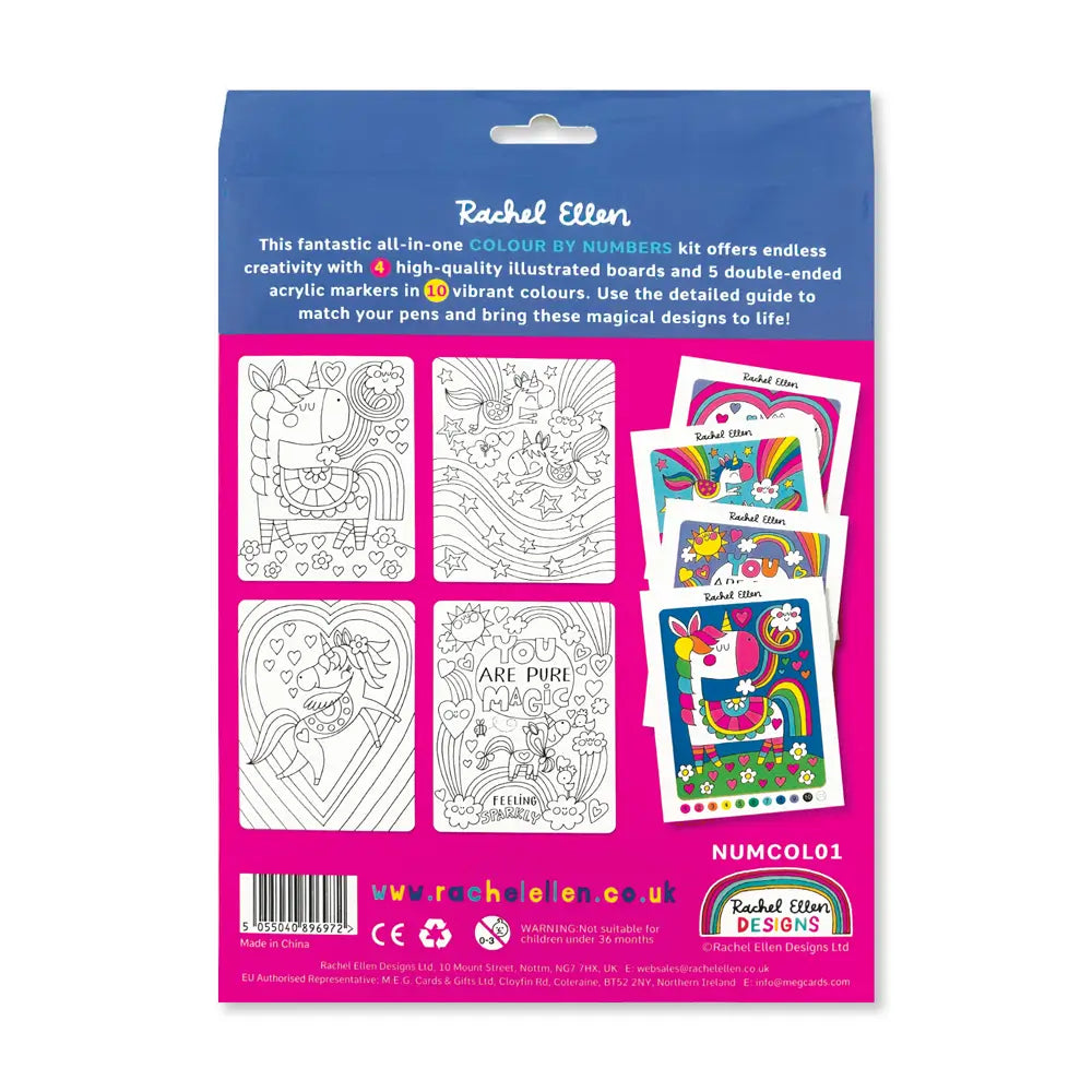 Colour by Numbers Kit - Unicorns & Rainbows