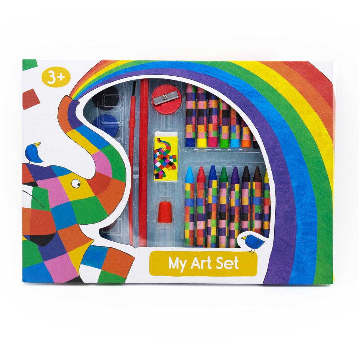 Elmer Children's 42 Piece Art Set - For Ages 3 to 8 Years - Includes Paints and Crayons