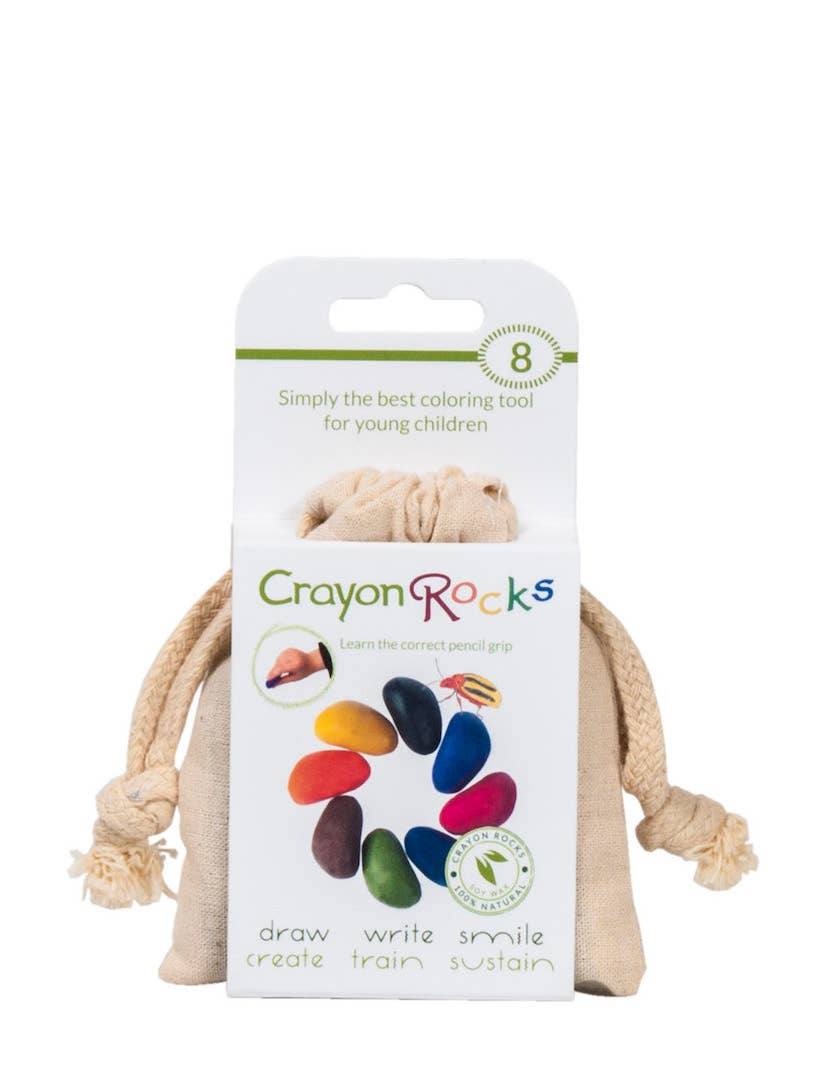 Crayon Rocks Natural Soy Wax Crayons – 8pc in Cotton Muslin Bag-Crayon Rocks-Crayon Store