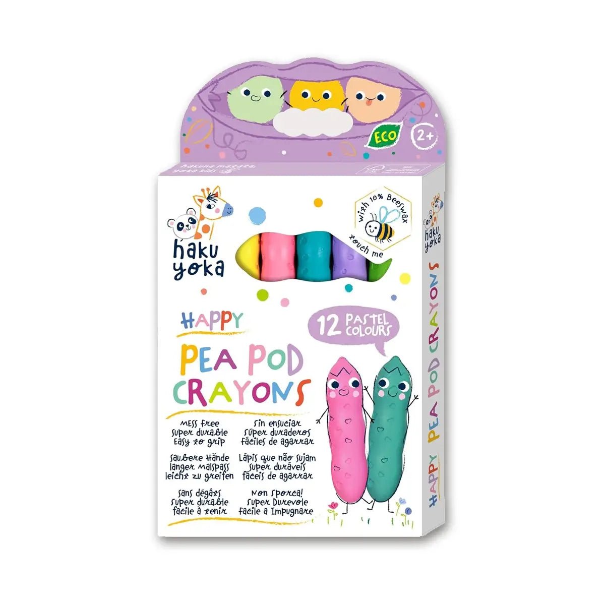 Happy Pea Pod Pastel Wax Crayons for Kids – 12 Colours-Haku Yoka-Crayon Store