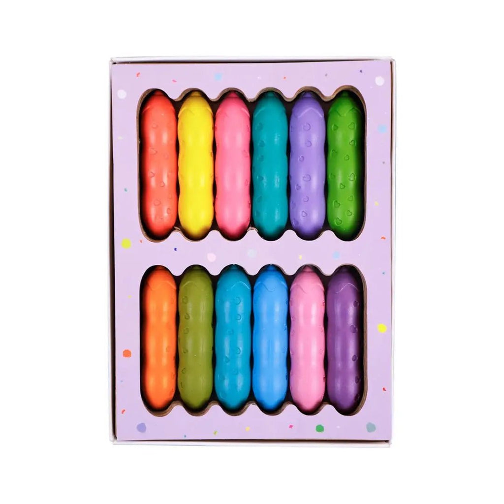 Happy Pea Pod Pastel Wax Crayons for Kids – 12 Colours-Haku Yoka-Crayon Store