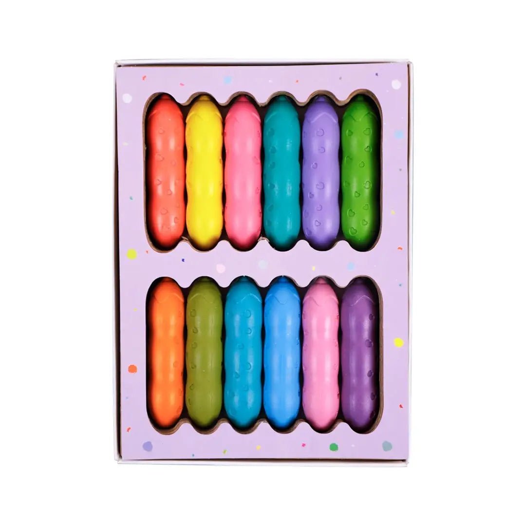 Happy Pea Pod Pastel Wax Crayons for Kids – 12 Colours-Haku Yoka-Crayon Store