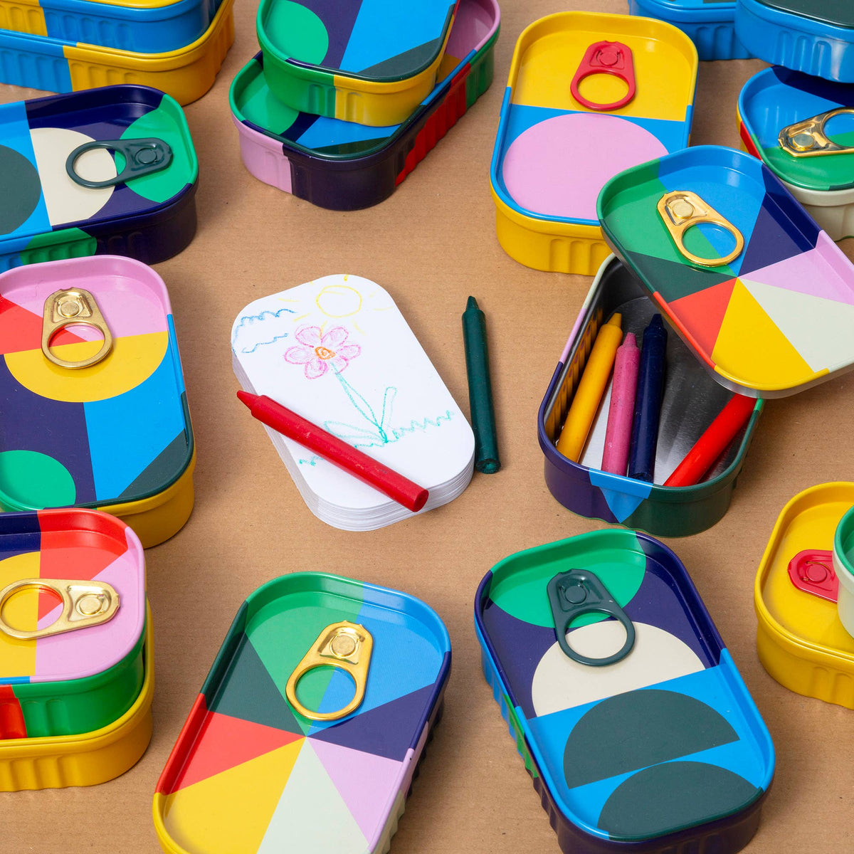 Tinned Goods Drawing Pad & Wax Crayons Gift Set for Kids-Block Design-Crayon Store